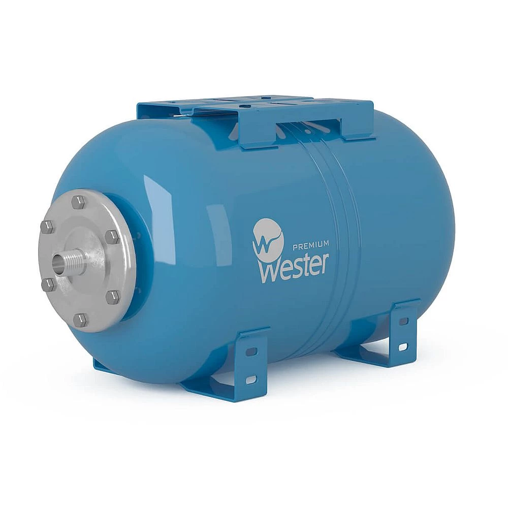 Гидроаккумулятор Wester Premium WAO 1″ 50 л Ру10 горизонтальный, наружная резьба, корпус – углеродистая сталь