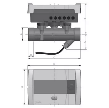 Эскиз Теплосчетчик ультразвуковой Danfoss SonoSelect10 Ду20 Ру16 резьбовой, квартирный, пропускная способность 2,5 м3/час, установка обратная, интерфейс M-Bus (014U0118P)