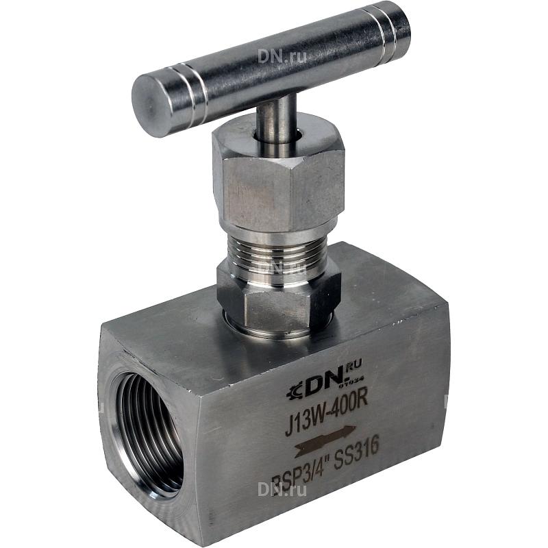 Клапан игольчатый VN3232M-T-Ht 3/4″ Ду20 Ру400 резьбовой, корпус - нержавеющая сталь 316, уплотнение - металл, с Т-образной рукояткой